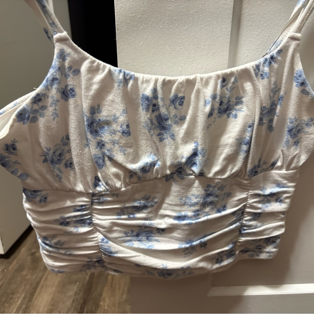 White and Blue Floral Camisole